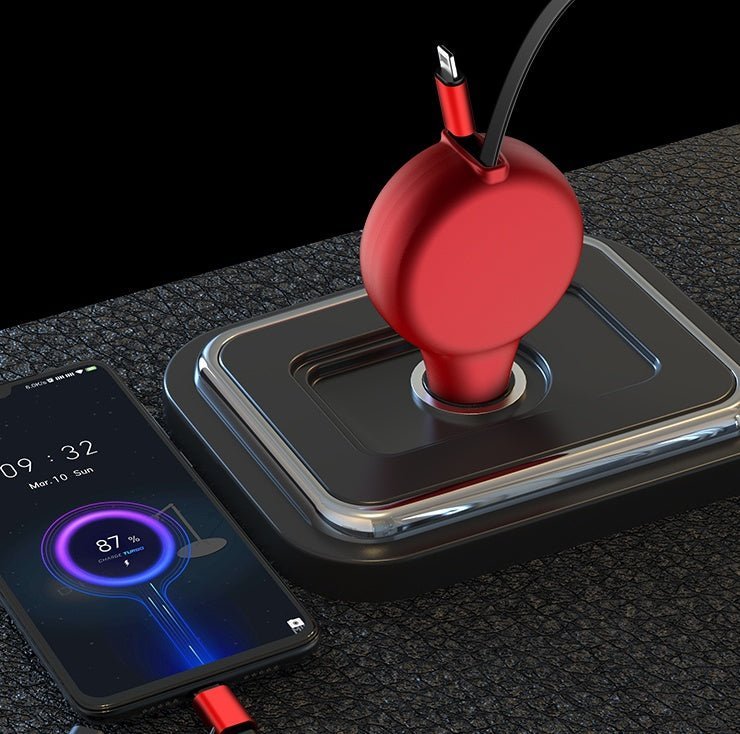 Car Charger with Dual Retractable Cables