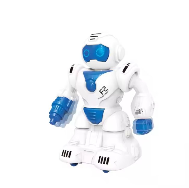 Battery-Powered Plastic Robot Toy with Lights and Sounds