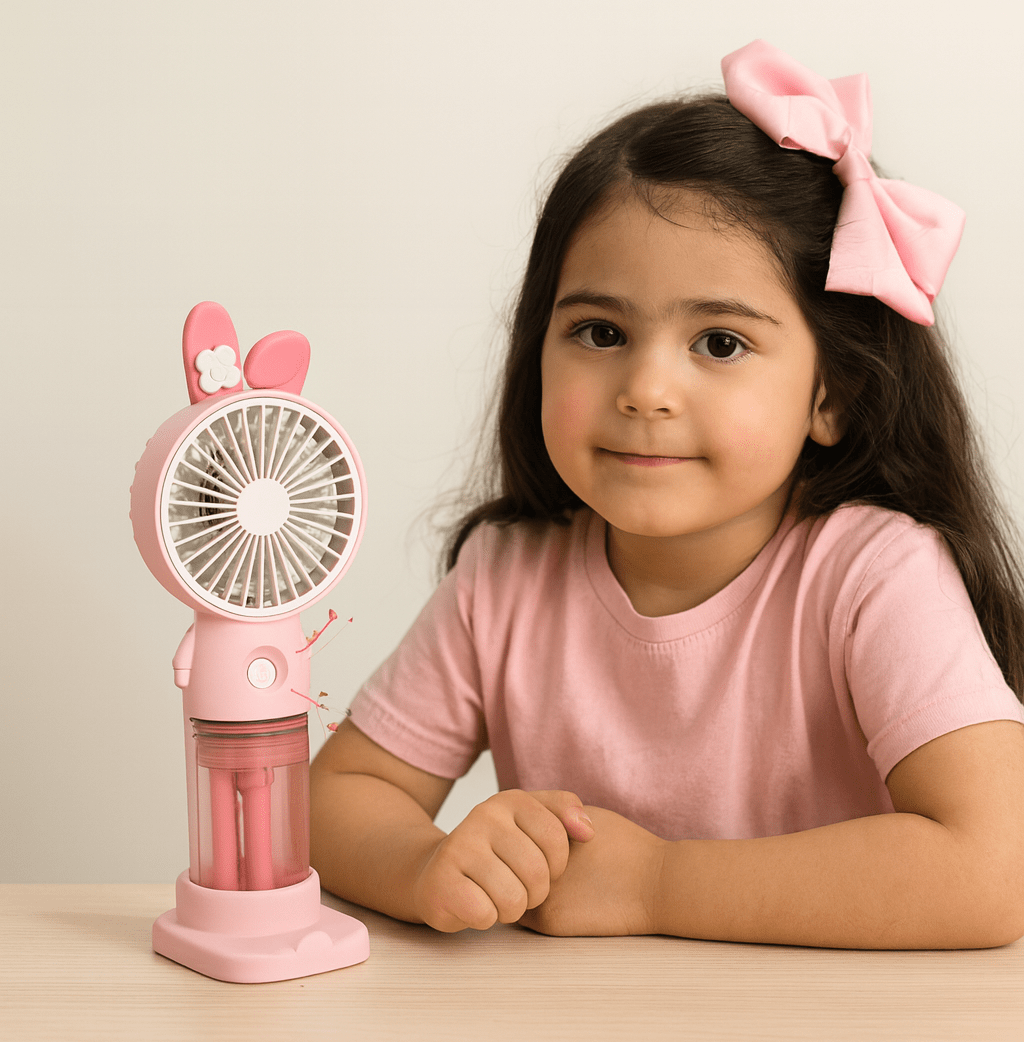 Pink Bunny Ears Handheld Fan
