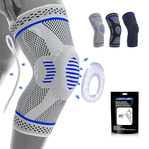 Knee Compression Sleeve with Gel Pads and Spring Stabilizers
