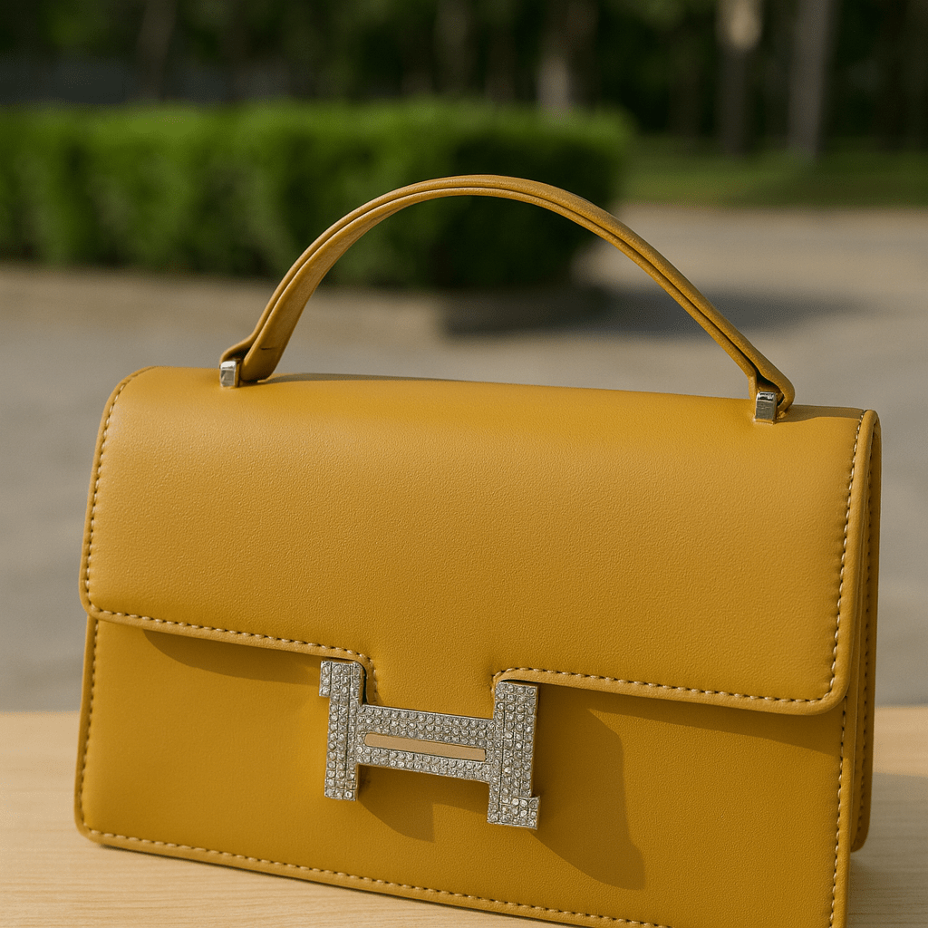 Structured Top-Handle Bag with Crystal H Clasp