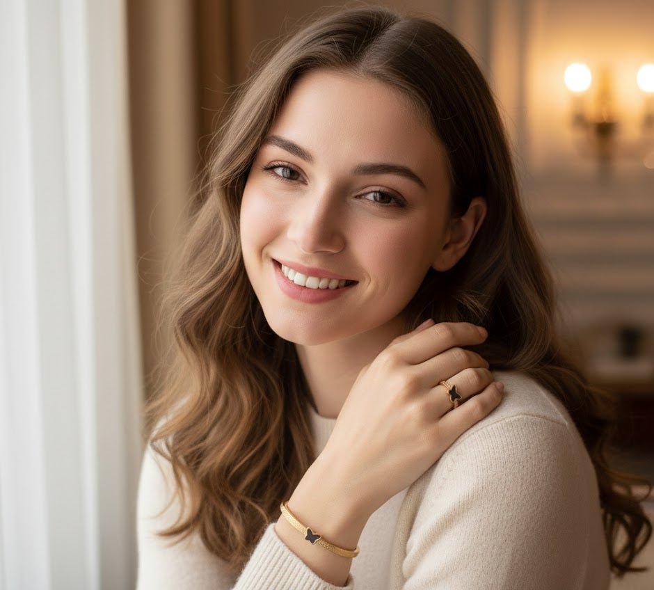 Butterfly Bangle and Adjustable Ring Set