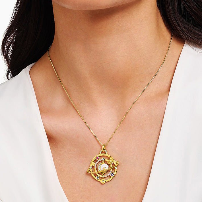 Stainless Steel Geometric Ring Pendant Necklace