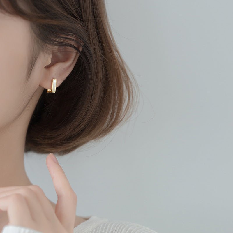 Women's Silver Square Earrings