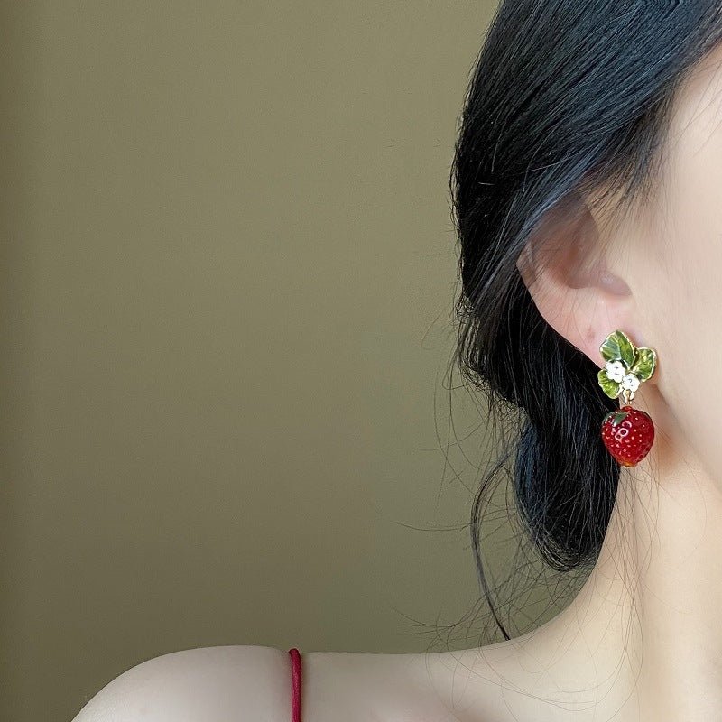 Women's Red Strawberry Stud Earrings