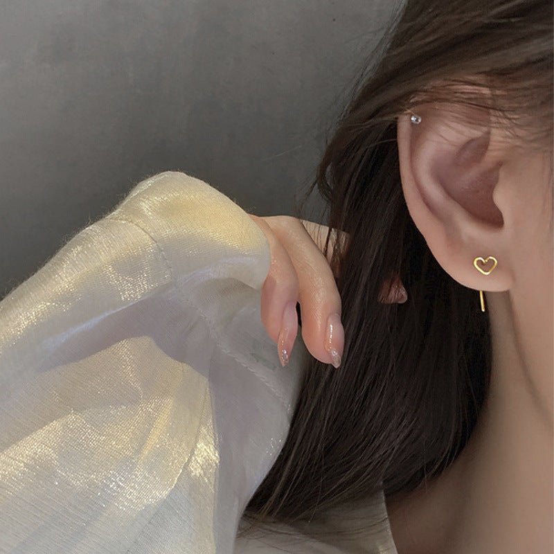 Hollow Heart Metal Stud Earrings