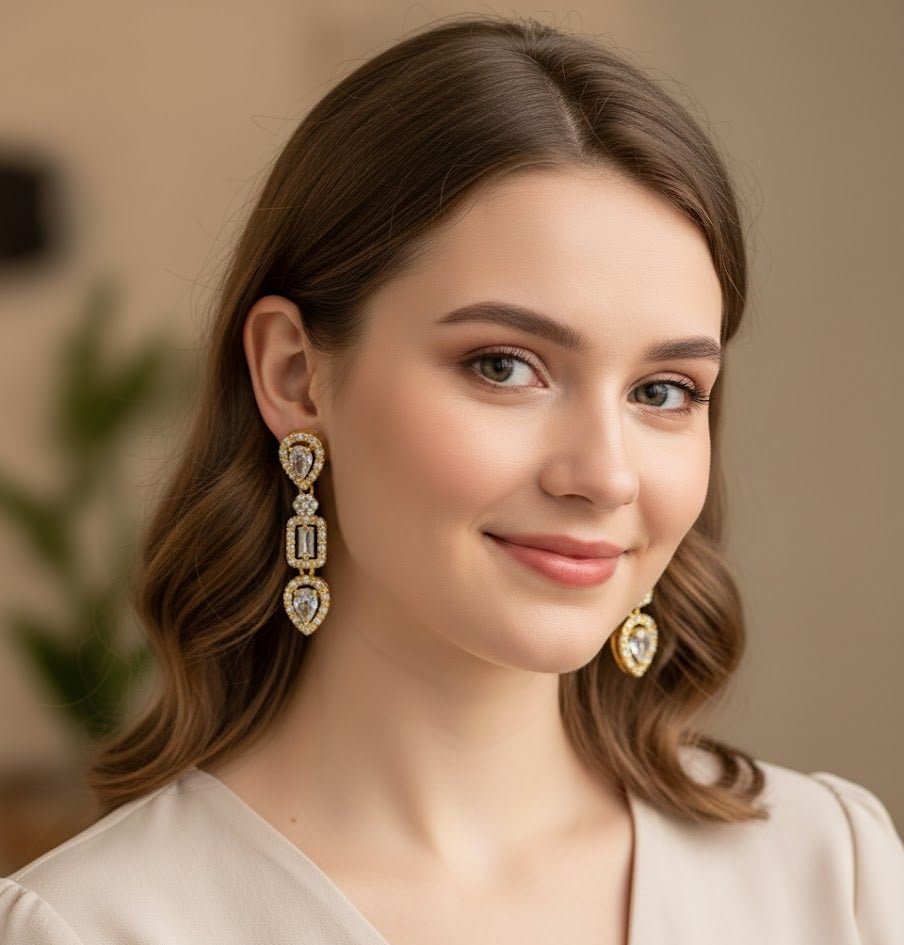 Teardrop Cubic Zircon Dangle Earrings