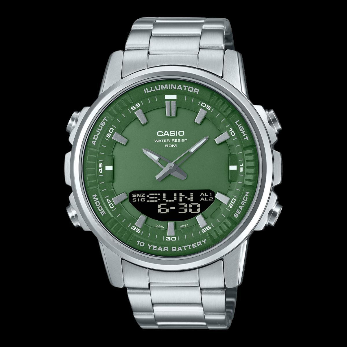 Men's Analog-Digital Watch with Stainless Steel Strap