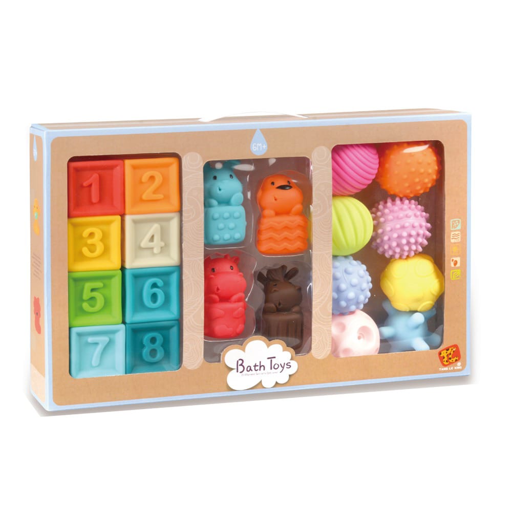 Baby Bath Blocks and Sensory Balls Set, 21 Pieces