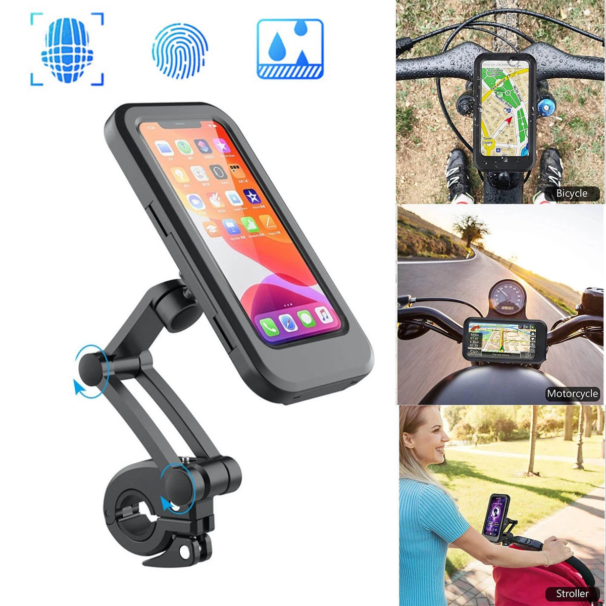 Adjustable Waterproof Bike Handlebar Phone Holder
