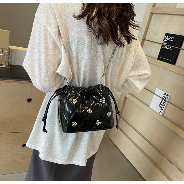 PU Mini Bucket Crossbody Bag with Chain Detail