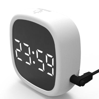 Oval LED Mirror Alarm Clock with Voice Control