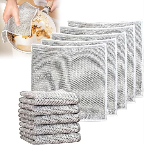 Metallic Mesh Dish Cloth with Bound Edges