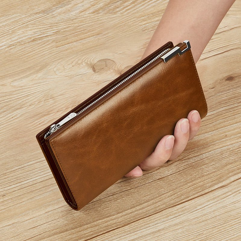 Cowhide Leather Wallet with Contrast Detailing