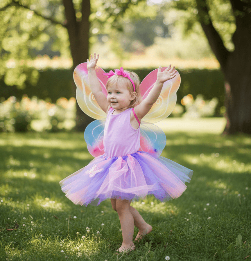 Kids Rainbow Fairy Wings and Headband Set