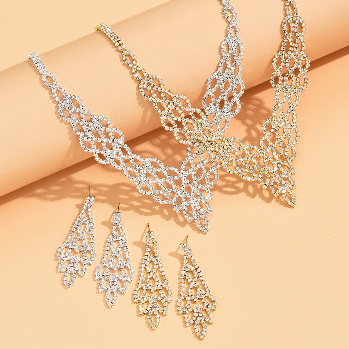 Women's Rhinestone Necklace and Earring Set