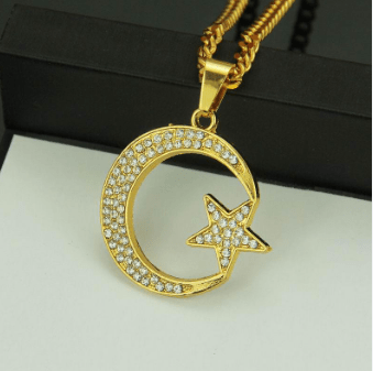 Zircon Moon and Star Necklace and Earrings Set