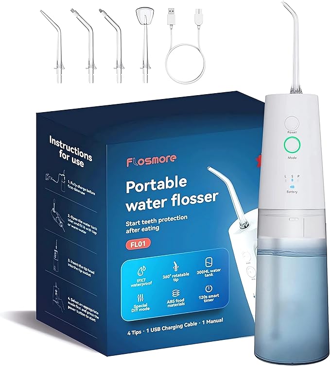 Portable USB Rechargeable Water Flosser, 300 ml