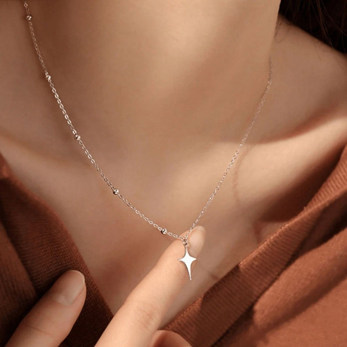 Women's Asymmetric Alloy O-Ring Chain Necklace