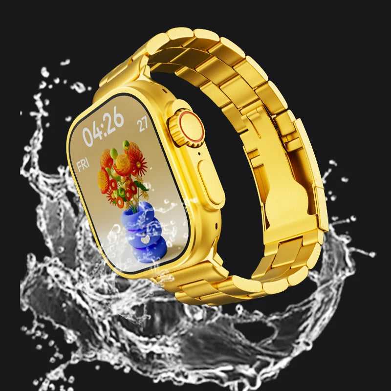 Gold Smartwatch with Stainless Steel Strap