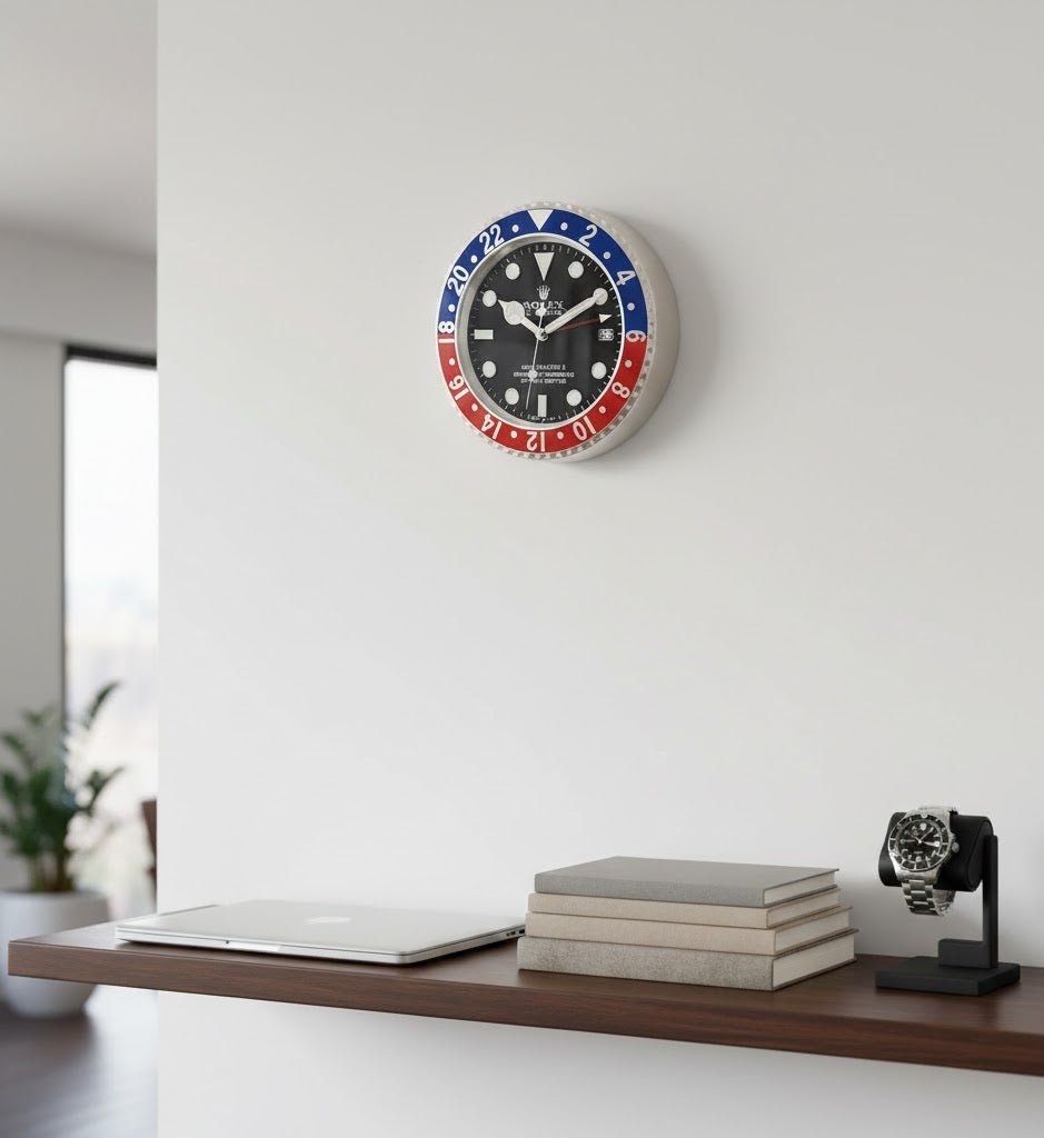 Watch-Style GMT Wall Clock with Two-Tone Bezel
