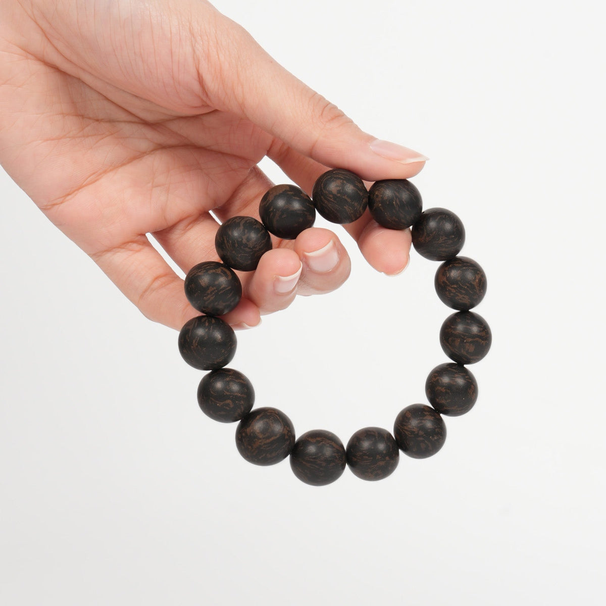 Black Brown Herbal Bead Bracelet, 14 mm