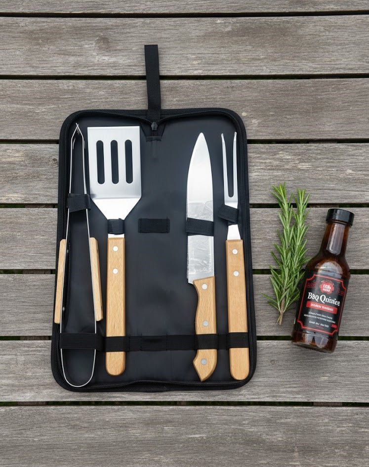 Stainless Steel BBQ Knife and Tool Set with Carry Case