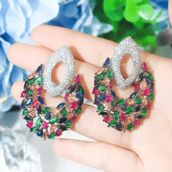 Zirconia Claw-Setting Necklace, Ring and Earrings Set